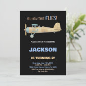 Invitations d'anniversaire d'avion noir (Debout devant)