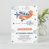 Invitations d'anniversaire d'avion orange (Debout devant)