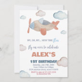 Invitations d'anniversaire d'avion Orange (Devant)