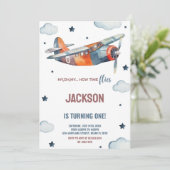Invitations d'anniversaire d'avion orange (Debout devant)