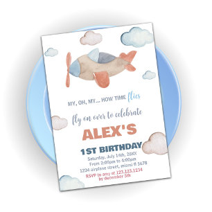 Invitations d'anniversaire d'avion Orange