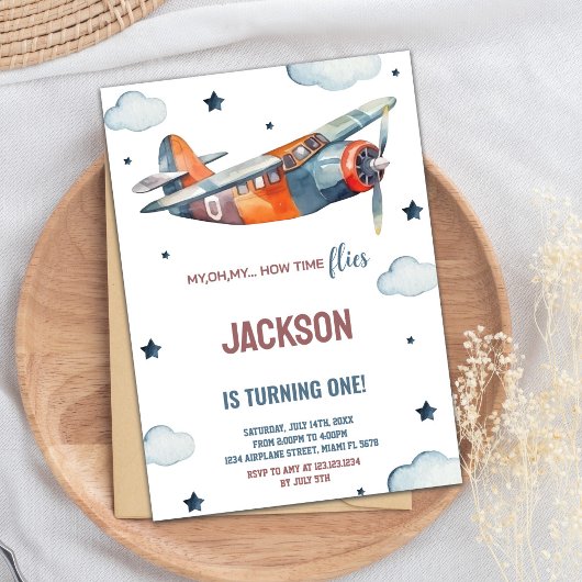 Invitations d'anniversaire d'avion orange