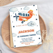 Invitations d'anniversaire d'avion orange