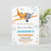Invitations d'anniversaire d'avion orange (Debout devant)