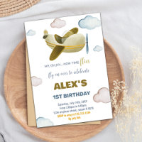Invitations d'anniversaire d'avion orange jaune