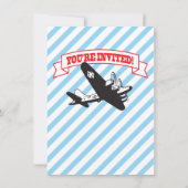 Invitations d'anniversaire d'avion Retro (Dos)