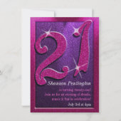 Invitations d'anniversaire de 21e année rose et po (Devant)