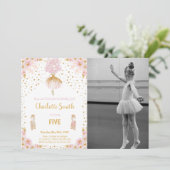 Invitations d'anniversaire de Ballerina avec photo (Debout devant)