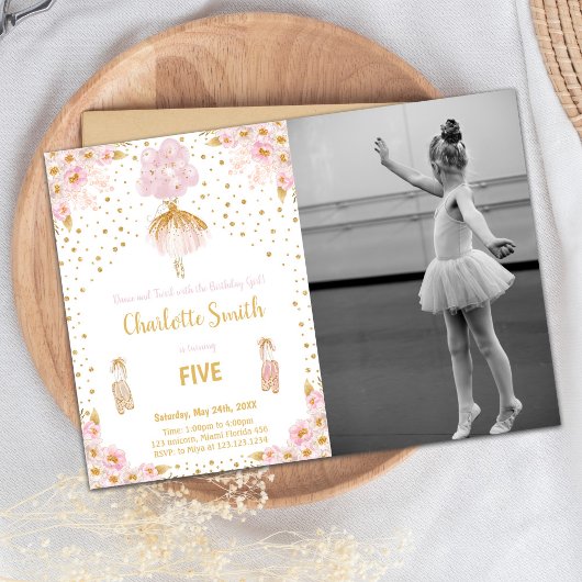 Invitations d'anniversaire de Ballerina avec photo