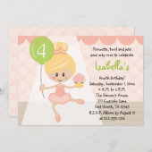 Invitations d'anniversaire de ballerine de petit (Devant / Derrière)