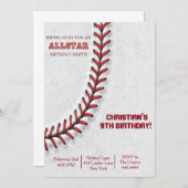 Invitations d'anniversaire de baseball (Devant / Derrière)