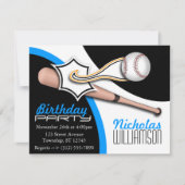 Invitations d'anniversaire de baseball bleu tendan (Devant)