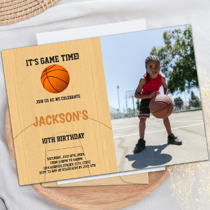 Invitations d'anniversaire de basket-ball Brown av