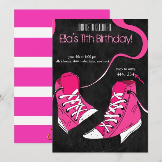 Invitations d'anniversaire de basket de cool (Devant / Derrière)