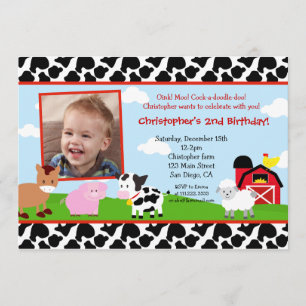 Invitations d'anniversaire de basse-cour de ferme