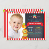 Invitations d'anniversaire de Bigtop de lion de (Devant / Derrière)