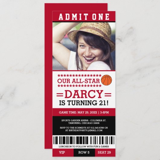 Invitations d'anniversaire de billet de (Devant / Derrière)