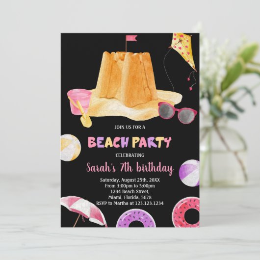 Invitations d'anniversaire de Black Beach (Debout devant)