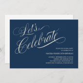 Invitations d'anniversaire de bleu marine pour des (Devant / Derrière)
