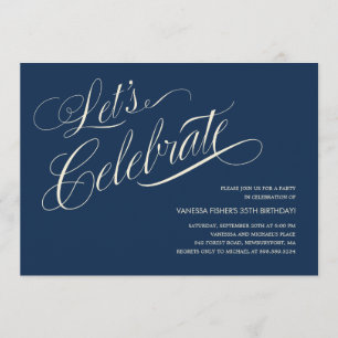 Invitations d'anniversaire de bleu marine pour des