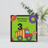 Invitations d'anniversaire de camion à benne (Debout devant)