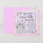 Invitations d'anniversaire de château de contes de (Devant / Derrière)