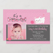 Invitations d'anniversaire de chats avec photo (fi (Devant / Derrière)