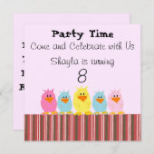 Invitations d'anniversaire de chicks (Devant / Derrière)