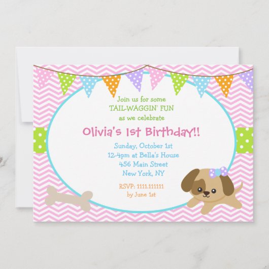 Invitations d'anniversaire de Chien de Chien de Ch (Devant)