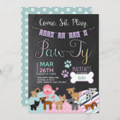 Invitations d'anniversaire de chiot de chien (Devant / Derrière)