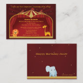 Invitations d'anniversaire de cirque (Devant / Derrière)