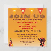 Invitations d'anniversaire de cirque de clown et (Dos)
