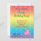 Invitations d'anniversaire de cochon pour les coeu (Devant)