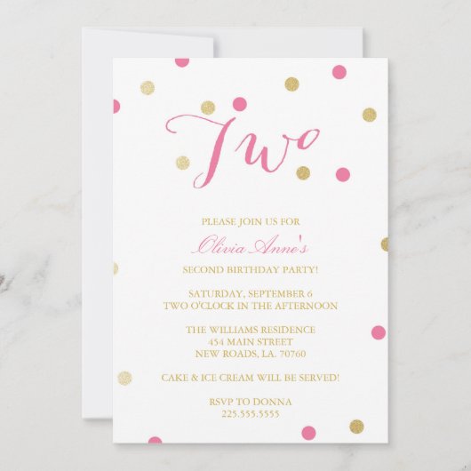 Invitations d'anniversaire de confettis de parties (Devant)