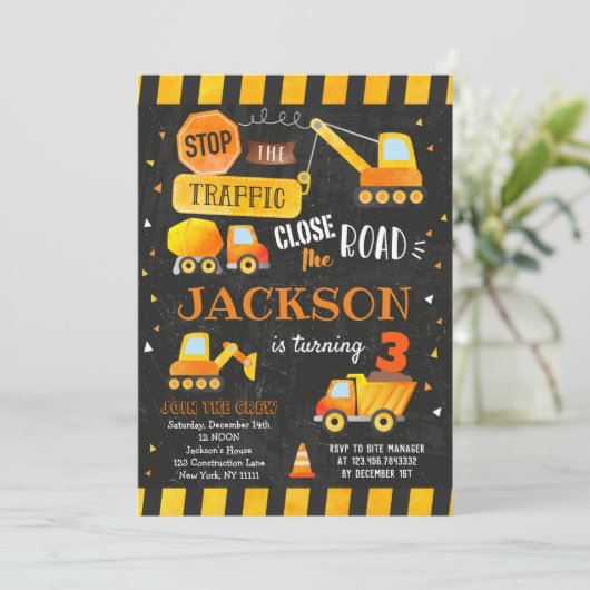 Invitations d'anniversaire de construction (Debout devant)