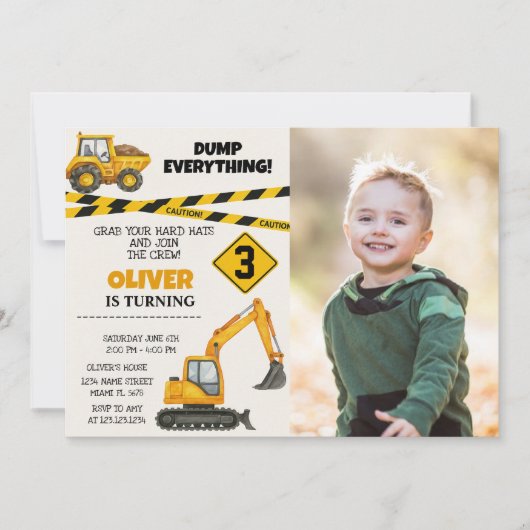 Invitations d'anniversaire de construction modifia (Devant)
