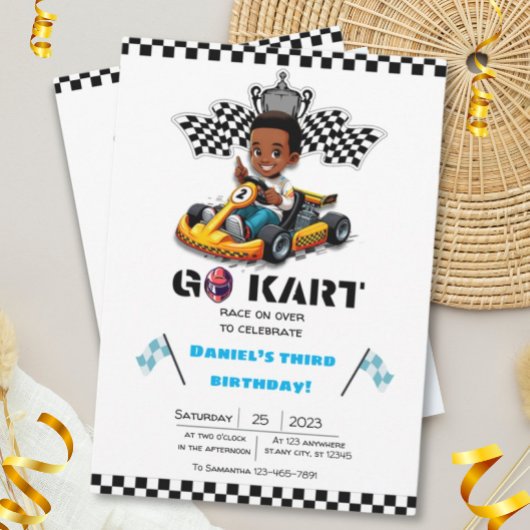 Invitations d'anniversaire de course de Go-kart