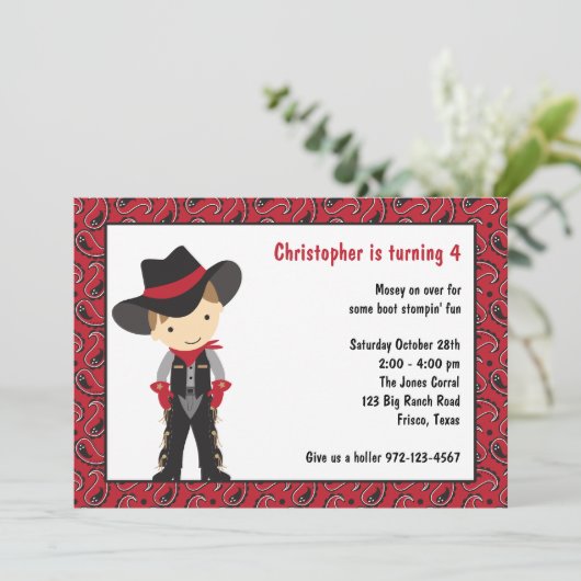 Invitations d'anniversaire de Cowboy (Debout devant)
