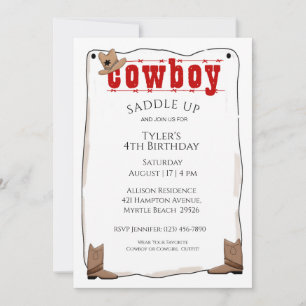 Invitations d'anniversaire de Cowboy