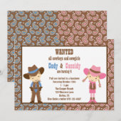 Invitations d'anniversaire de Cowboy et Cowgirl (Devant / Derrière)