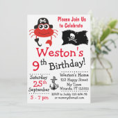 Invitations d'anniversaire de crabe pirate (Debout devant)