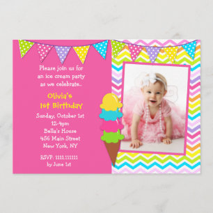 Invitations d'anniversaire de crème glacée