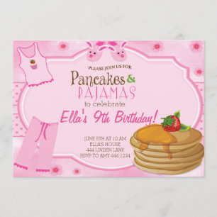 Invitations d'anniversaire de crêpes et de pyjamas