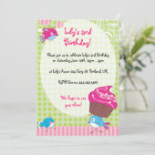 Invitations d'anniversaire de Cupcake Birdie (Debout devant)