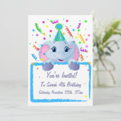 Invitations d'anniversaire de Cute Elephant (Debout devant)