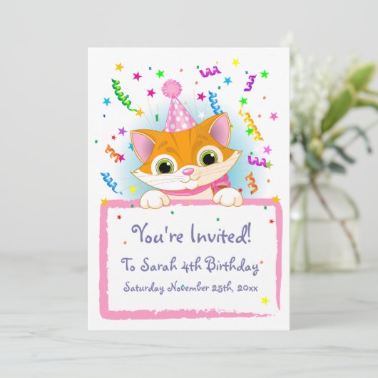 Invitations d'anniversaire de Cute Kitten (Debout devant)