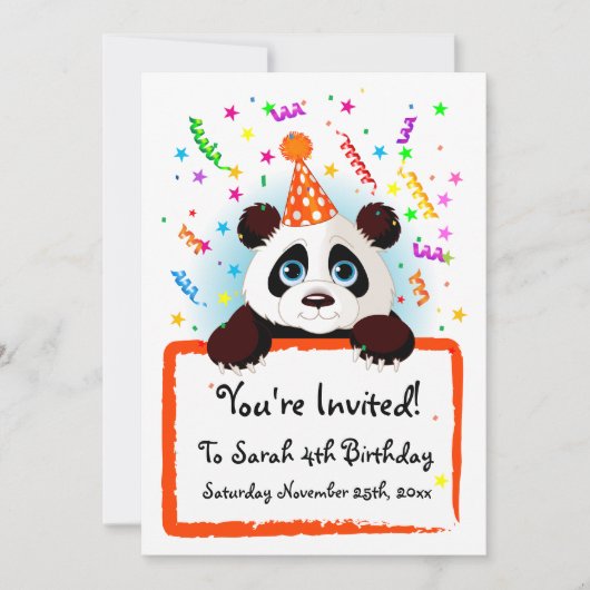 Invitations d'anniversaire de Cute Panda (Devant)