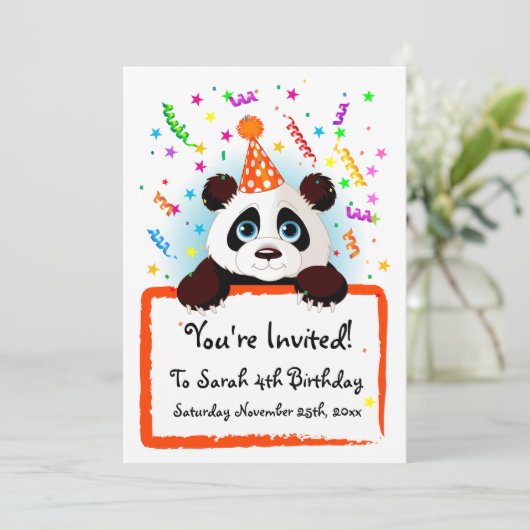 Invitations d'anniversaire de Cute Panda (Debout devant)
