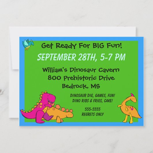 Invitations d'anniversaire de Dino-mite Dinosaur c (Dos)