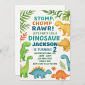 Invitations d'anniversaire de Dinosaur (Devant / Derrière)